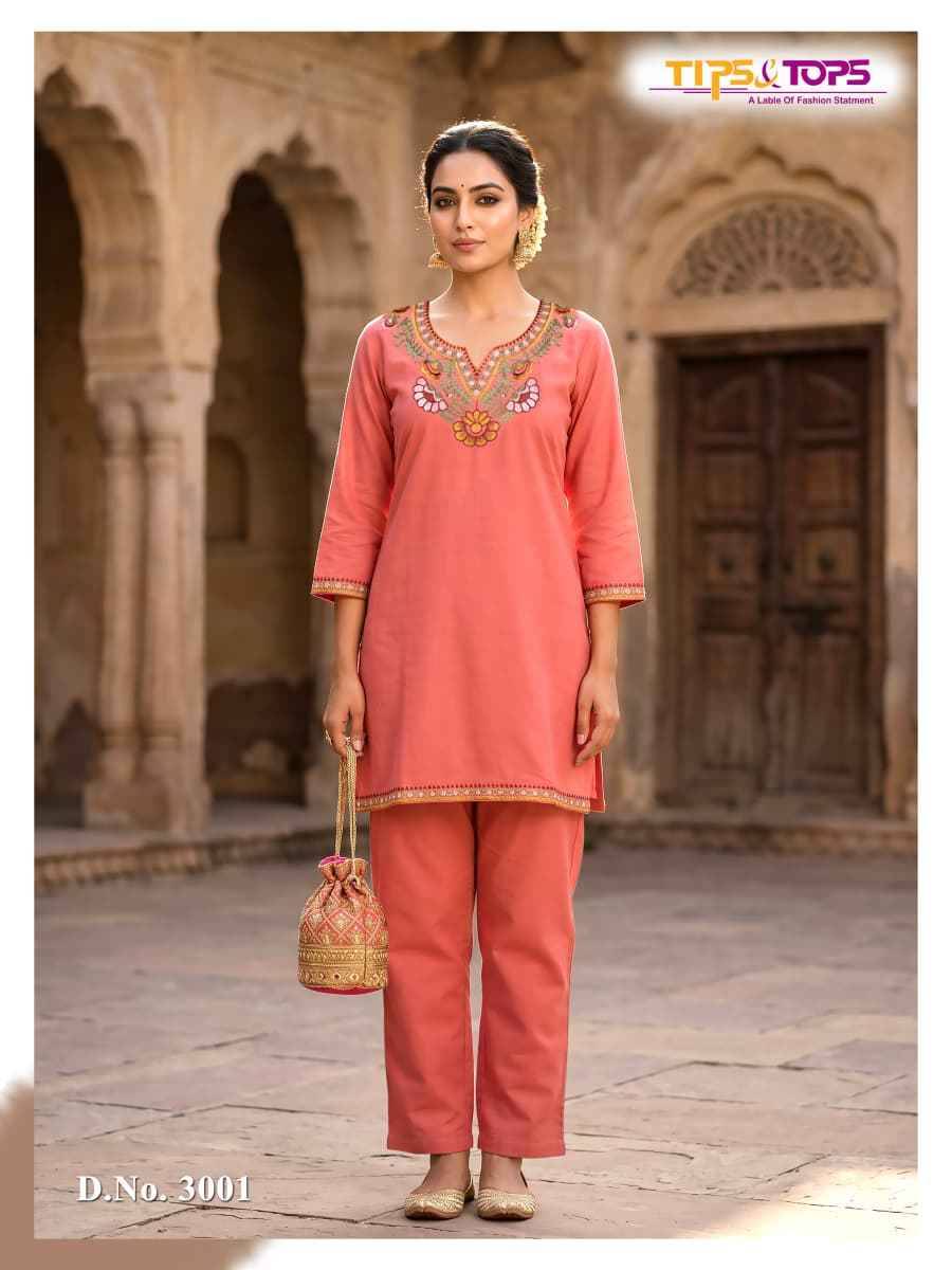 TRENDY TOUCH By TIPS & TOPS 3001 To 3006 Series Designer Collection Rayon Co-ord Set At Wholesale Price
